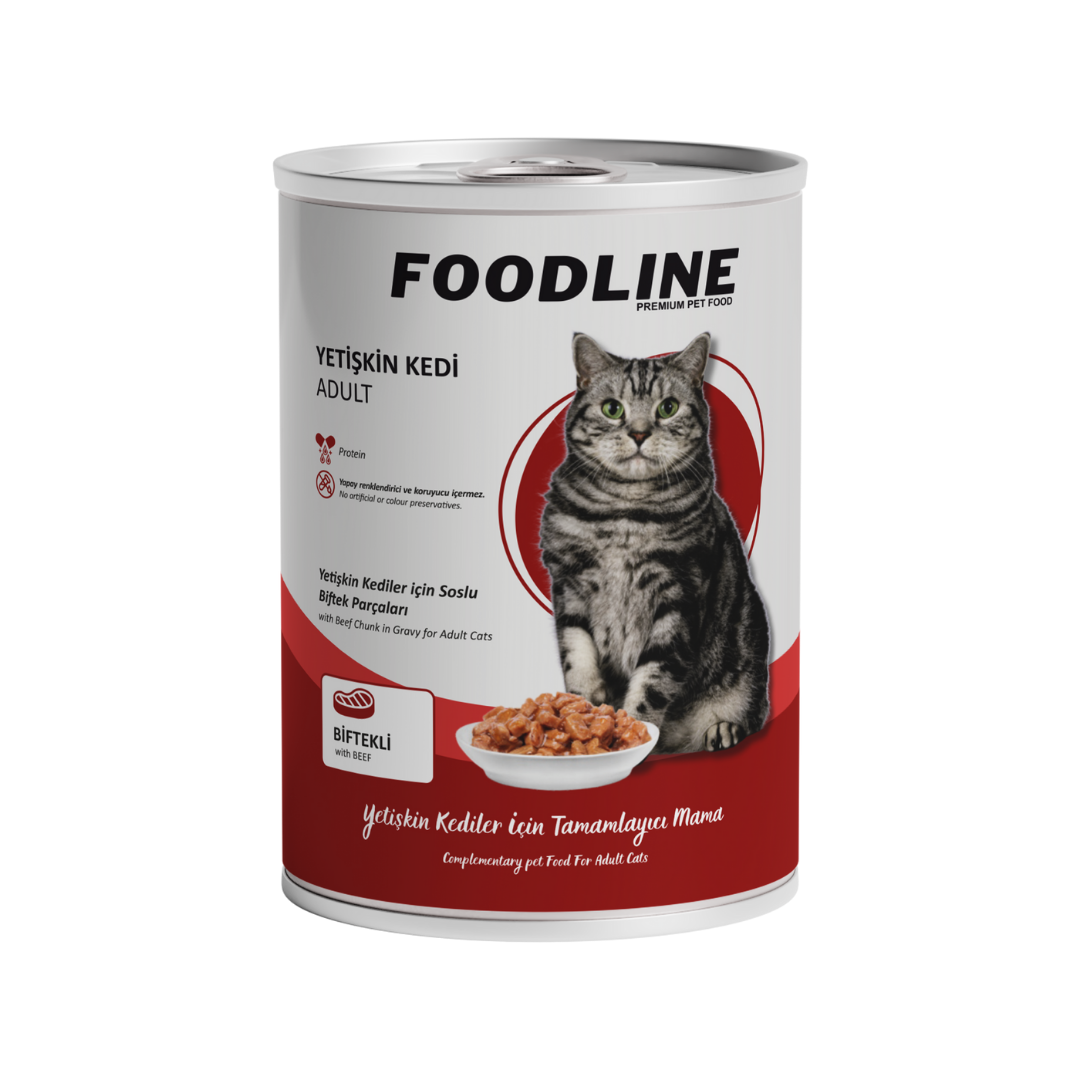 1 Foodline Dana Etli Yetişkin Kedi Konservesi 400g - Görsel 1