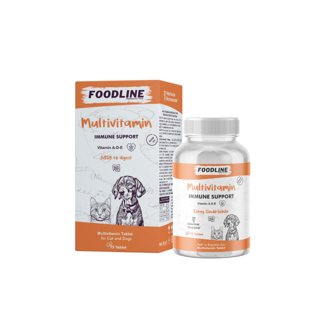 16 Foodline Multivitamin 75 Tablet - Kedi Ve Köpekler Için Bağışıklık Destekleyici - Görsel 1