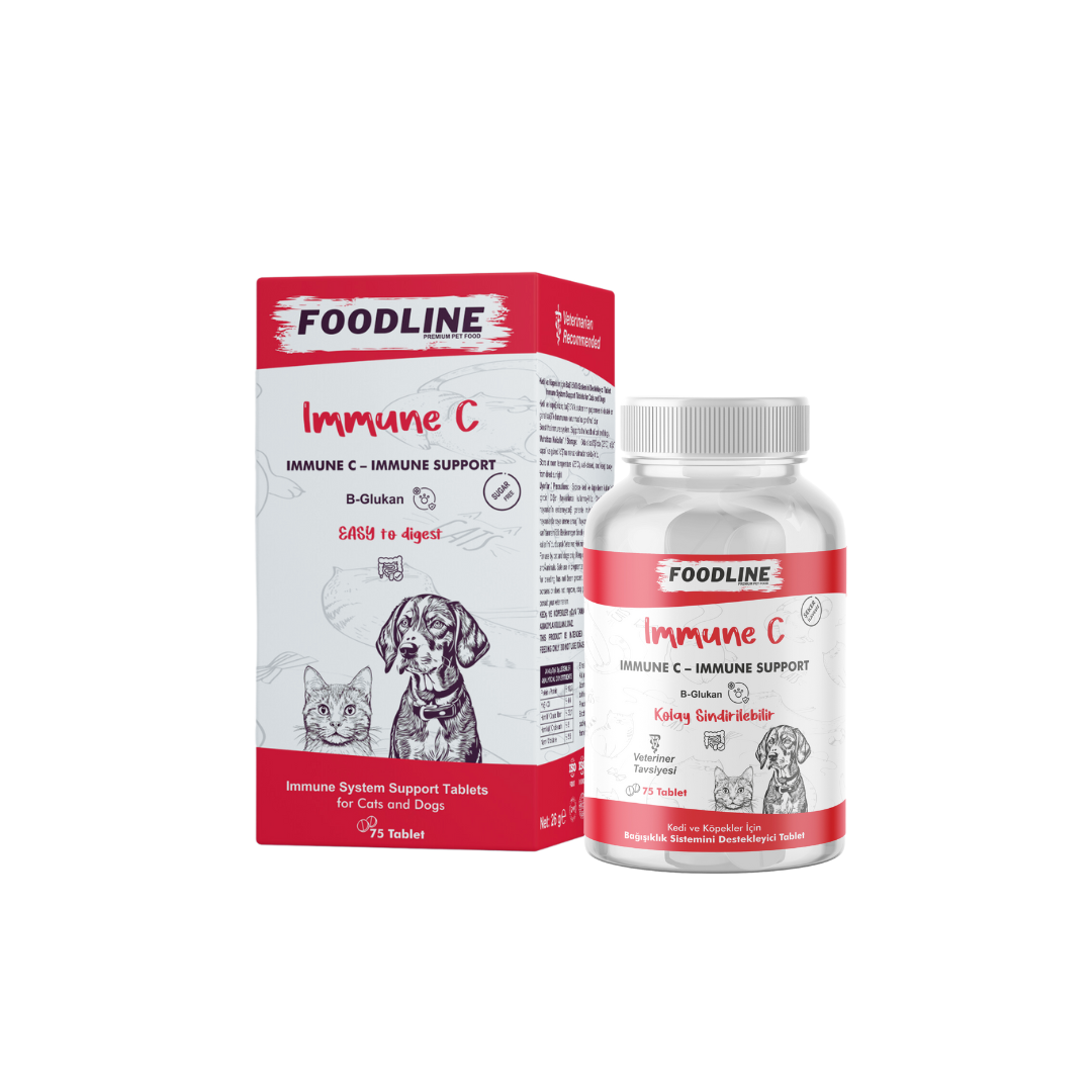 19 Foodline Immune +C 75 Tablet - Kedi ve Köpekler için Bağışıklık Sistemini Destekleyici - Görsel 1