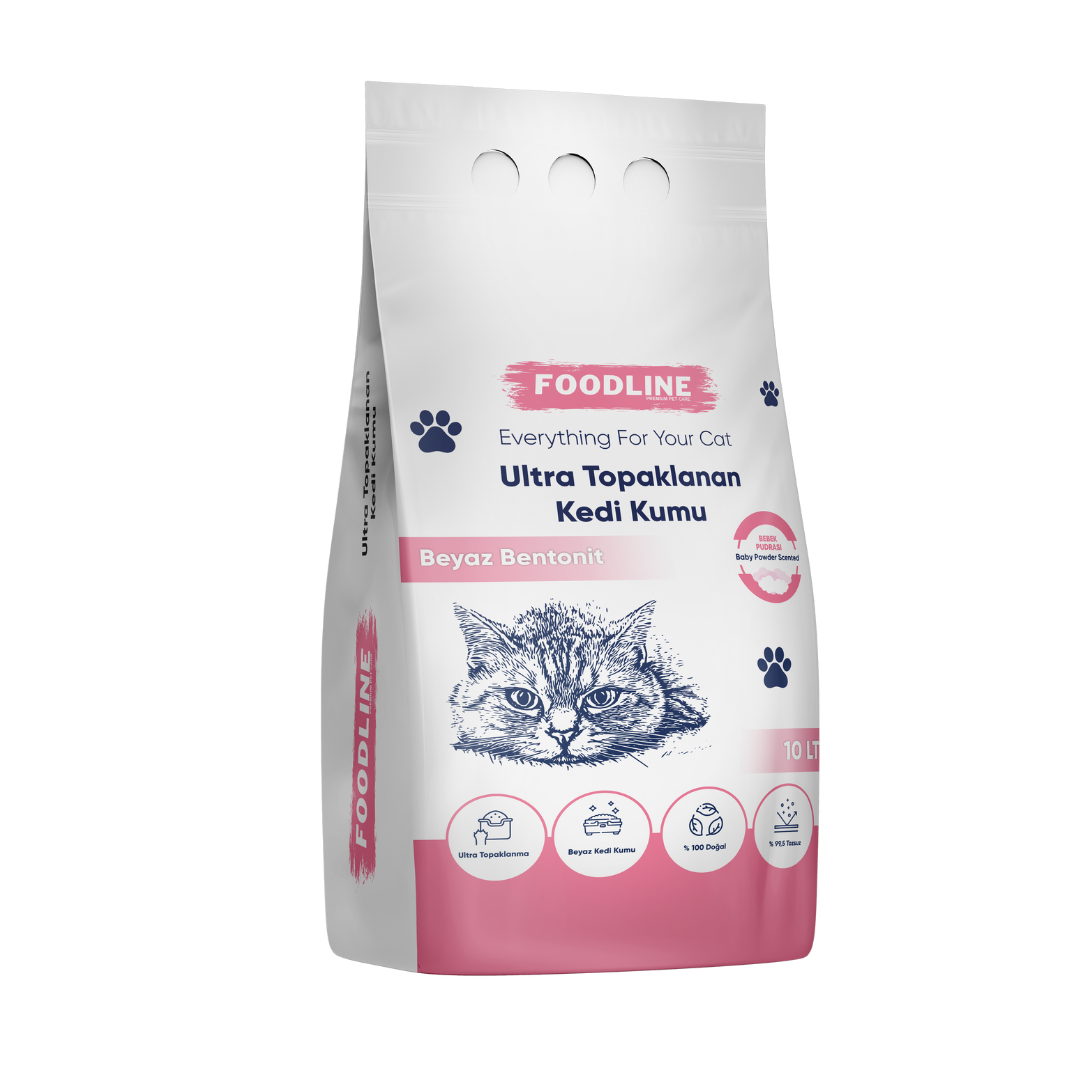 21 Foodline Bebek Pudrası Kokulu İnce Taneli Bentonit Topaklanan Kedi Kumu 10 Lt - Görsel 1